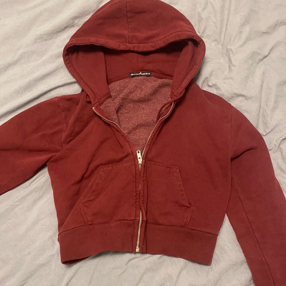 Rare red cropped zip up brandy hoodies